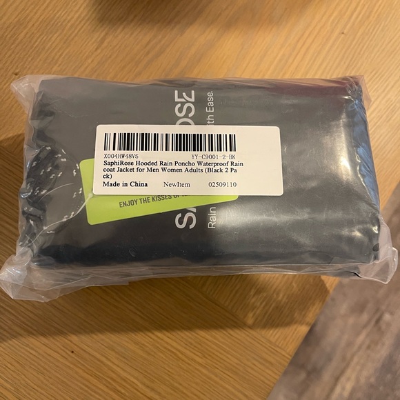 Waterproof Hooded Rain Poncho - Black - Picture 2 of 4